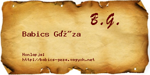 Babics Géza névjegykártya