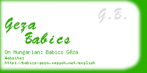 geza babics business card